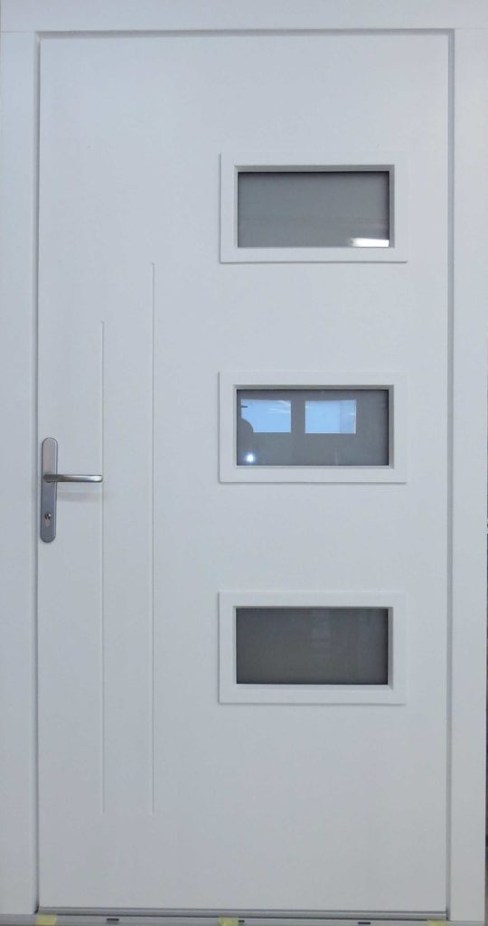 Porte fenetre bois Louvet grise Porte Louvet en bois grise