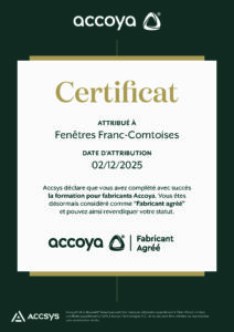 Certification Accoya Fabricant Agréé Fenêtres Franc Comtoises